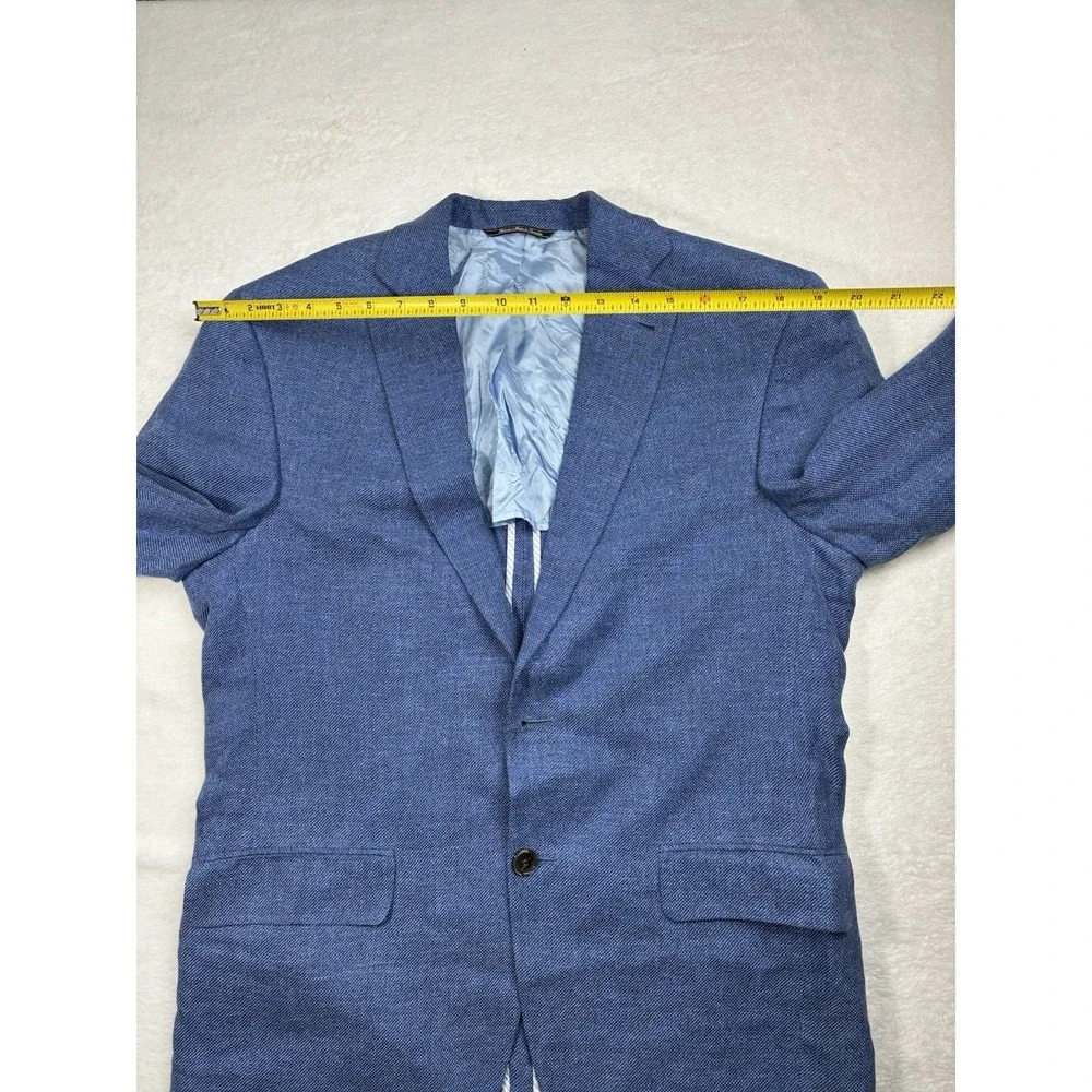 Jack Victor 40R Blazer Blue Wool Silk Cotton Sport Coat Mens Canada Italy Luxury